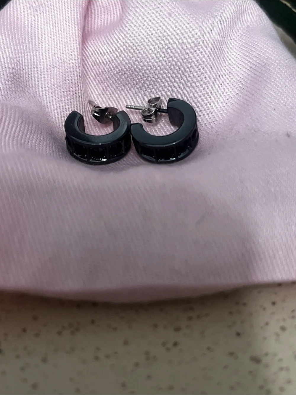 COACH Black Hoop Stud Earrings